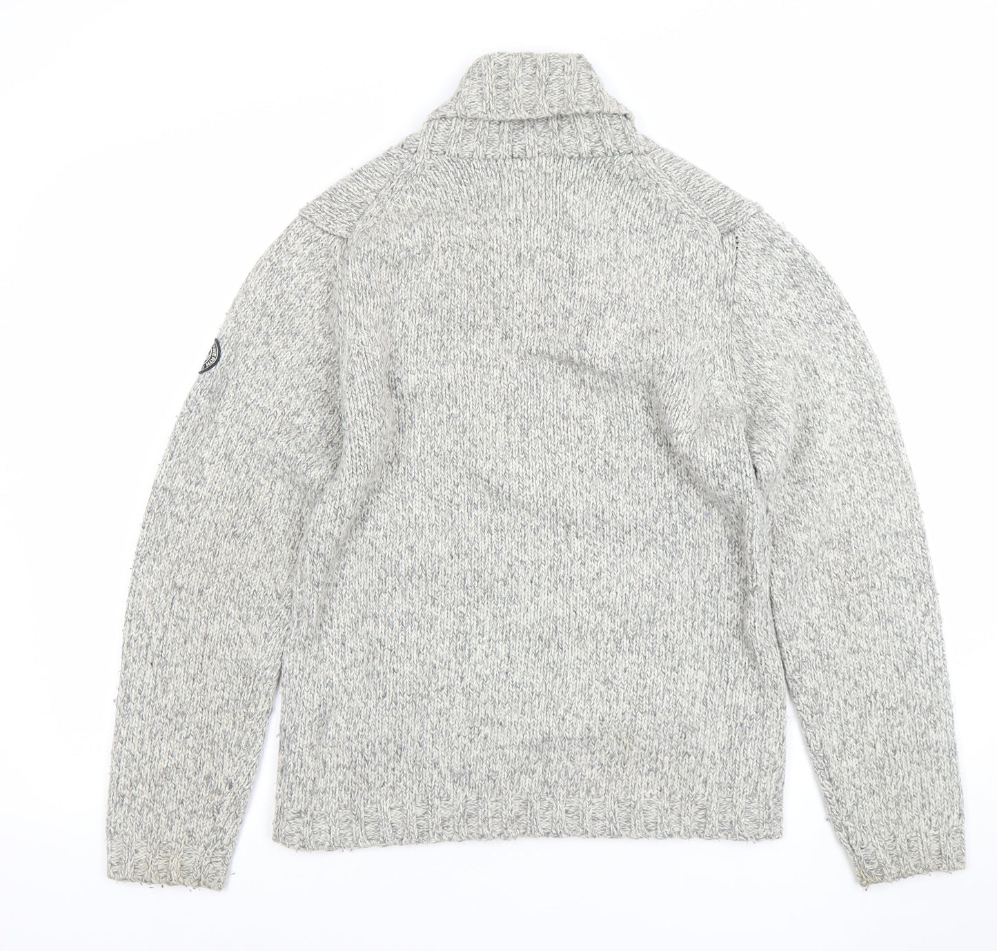 Peter Werth Men's Grey Shawl Neck Cable Knit Jumper Size M