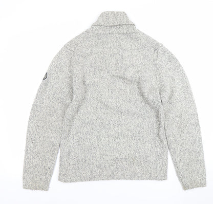 Peter Werth Men's Grey Shawl Neck Cable Knit Jumper Size M