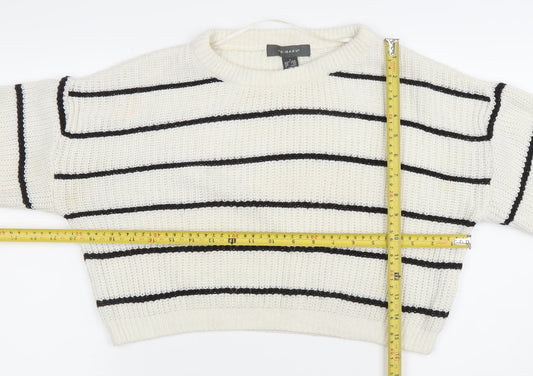 Primark Women’s Ivory Striped Chunky Knit Jumper Size S