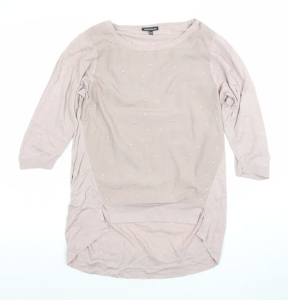 Womens UK Size 6 Warehouse Beige Tunic Blouse