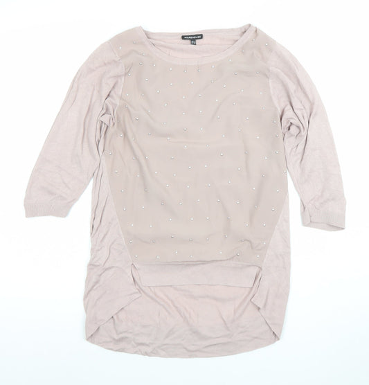 Womens UK Size 6 Warehouse Beige Tunic Blouse