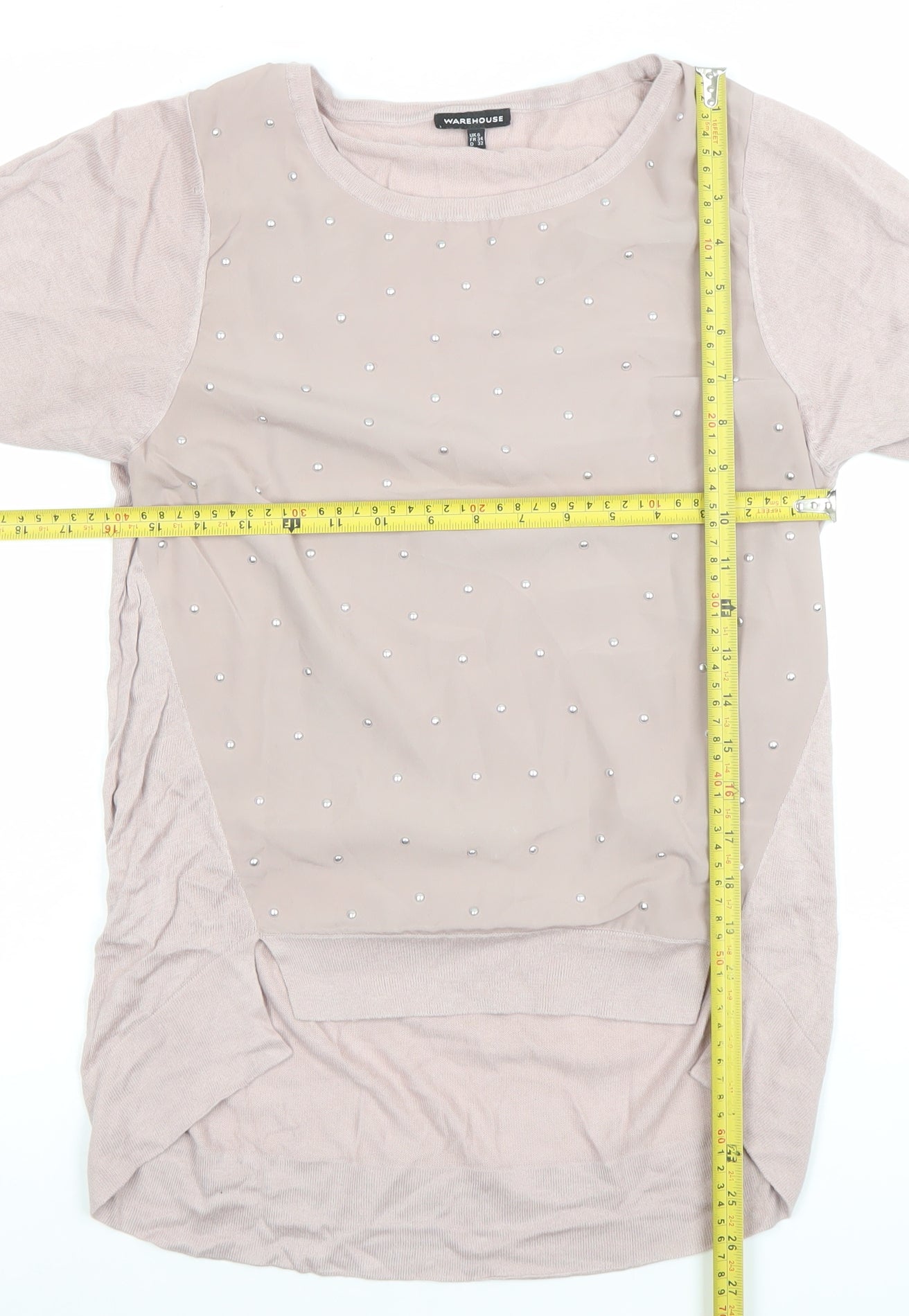 Womens UK Size 6 Warehouse Beige Tunic Blouse