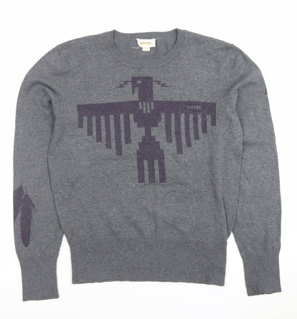Diesel Men’s Grey Crew Neck Graphic Knit Pullover Jumper Size M