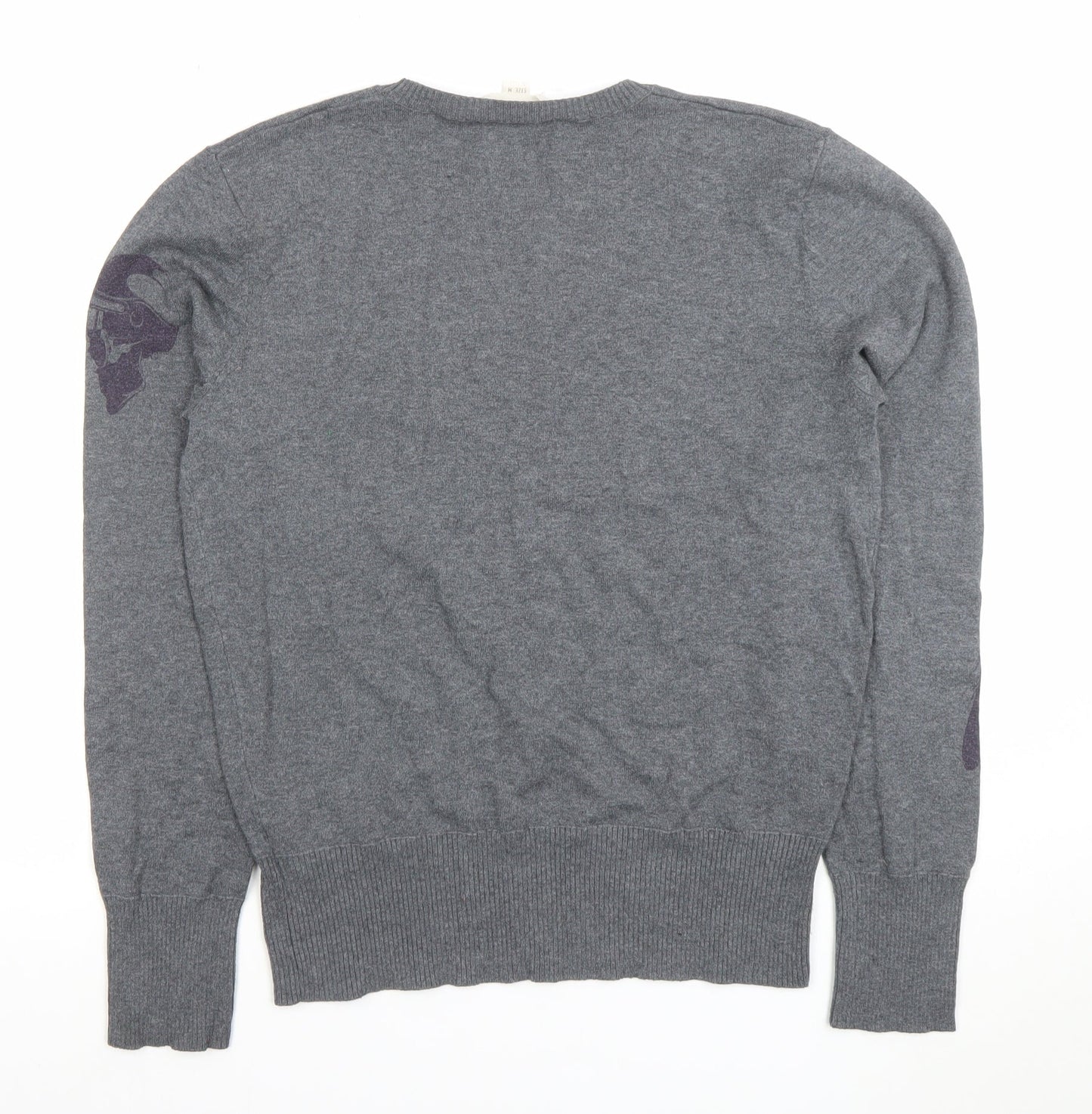 Diesel Men’s Grey Crew Neck Graphic Knit Pullover Jumper Size M