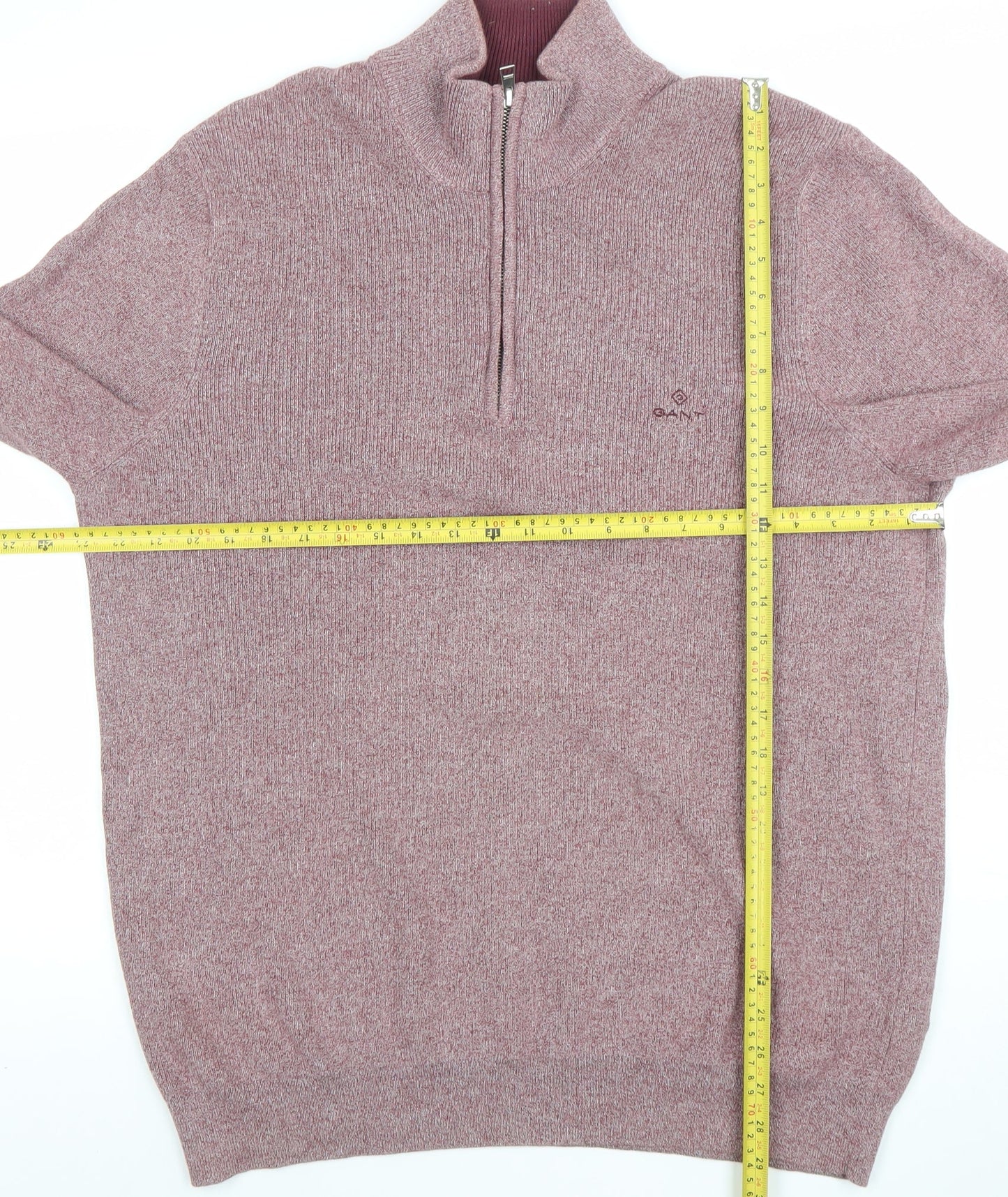 Gant Men’s Red 2XL Cotton Half Zip Jumper High Neck Knit