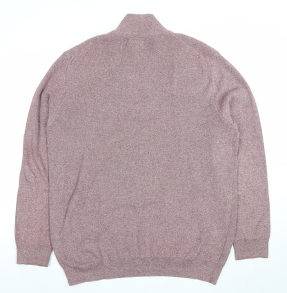 Gant Men’s Red 2XL Cotton Half Zip Jumper High Neck Knit