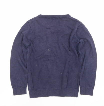 Boys UK Size 5-6 Years Fred Perry Blue Pullover Jumper