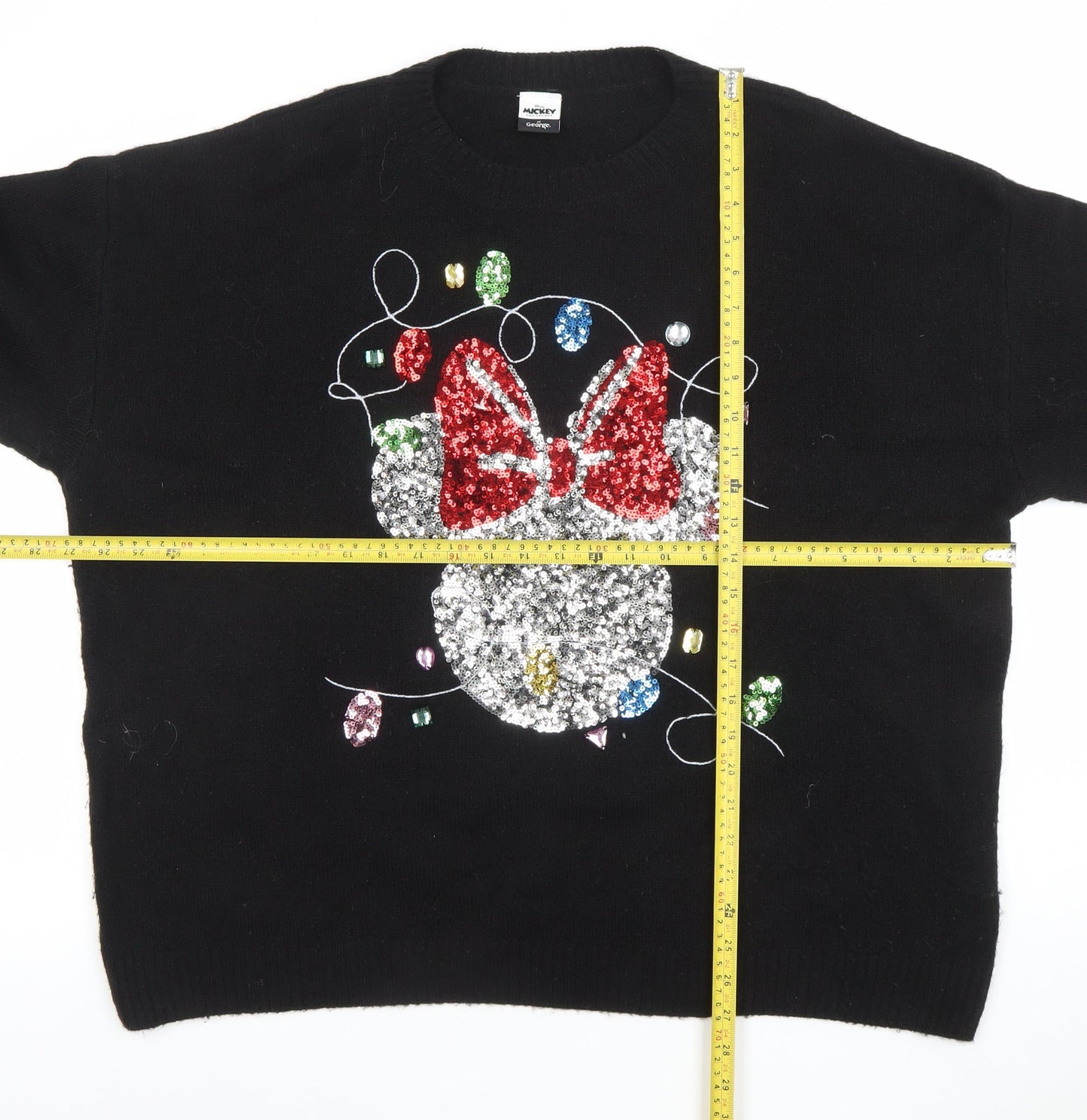 Disney Mickey & Friends at George Womens Black XL Sequin Christmas Jumper