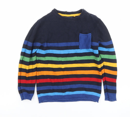 Next Boys Multicoloured Striped Cotton Crew Neck Jumper 3-4 Years