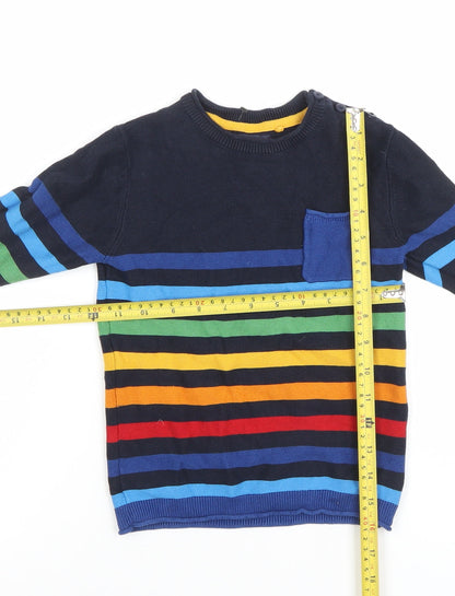 Next Boys Multicoloured Striped Cotton Crew Neck Jumper 3-4 Years