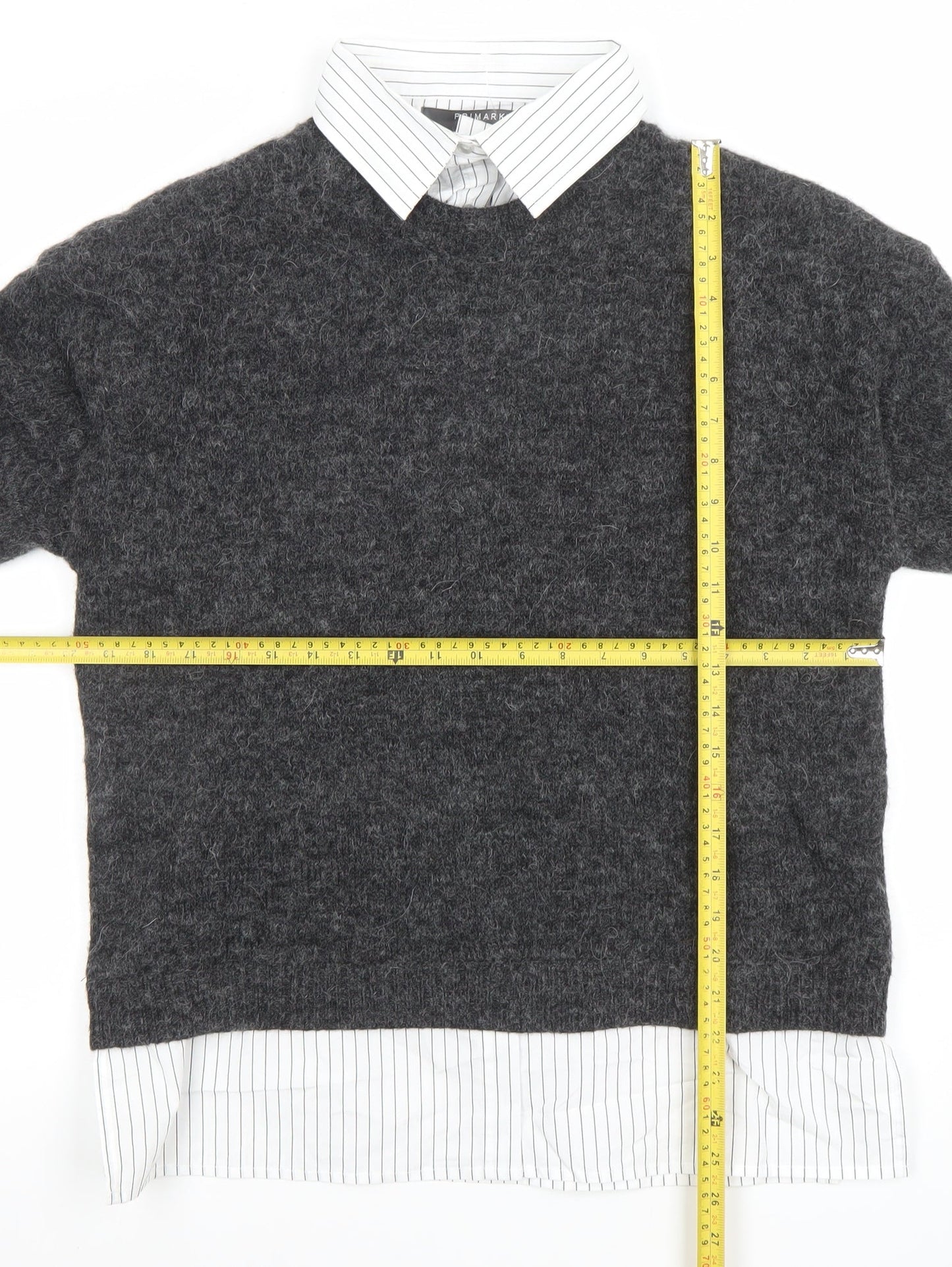 Primark Womens Grey Collared Knit Jumper Shirt M Classic Workwear