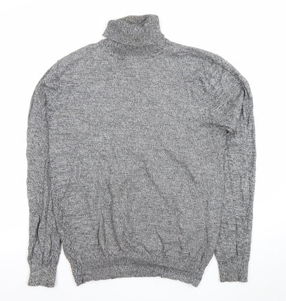 Brave Soul Men Grey Roll Neck Cotton Jumper M Regular Fit Knitwear