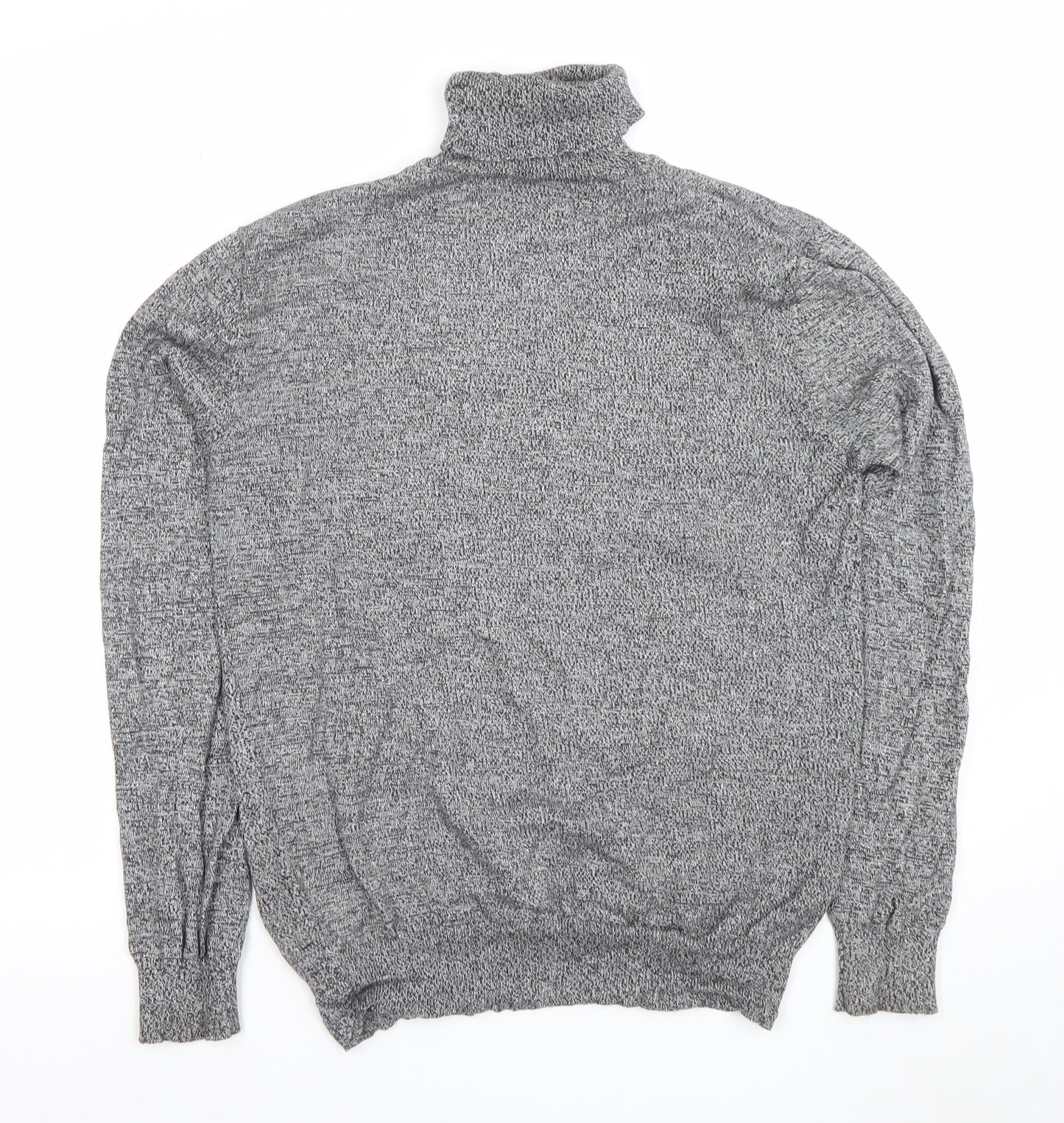 Brave Soul Men Grey Roll Neck Cotton Jumper M Regular Fit Knitwear