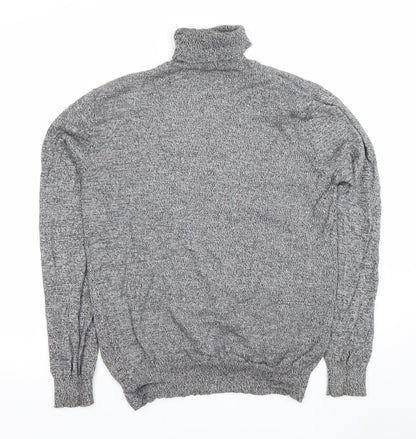 Brave Soul Men Grey Roll Neck Cotton Jumper M Regular Fit Knitwear