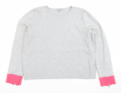COS Women Grey Pink Zip Cuff Cotton Jumper Size 12