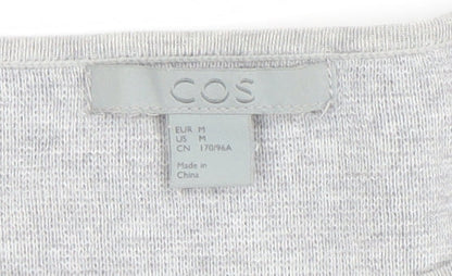 COS Women Grey Pink Zip Cuff Cotton Jumper Size 12