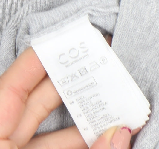 COS Women Grey Pink Zip Cuff Cotton Jumper Size 12