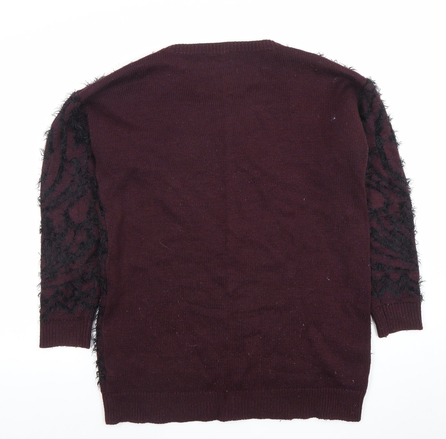 Dorothy Perkins Women’s Purple Black Crew Neck Long Sleeve Pullover Jumper Size 10