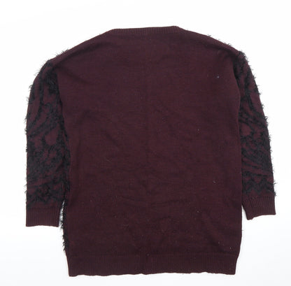 Dorothy Perkins Women’s Purple Black Crew Neck Long Sleeve Pullover Jumper Size 10