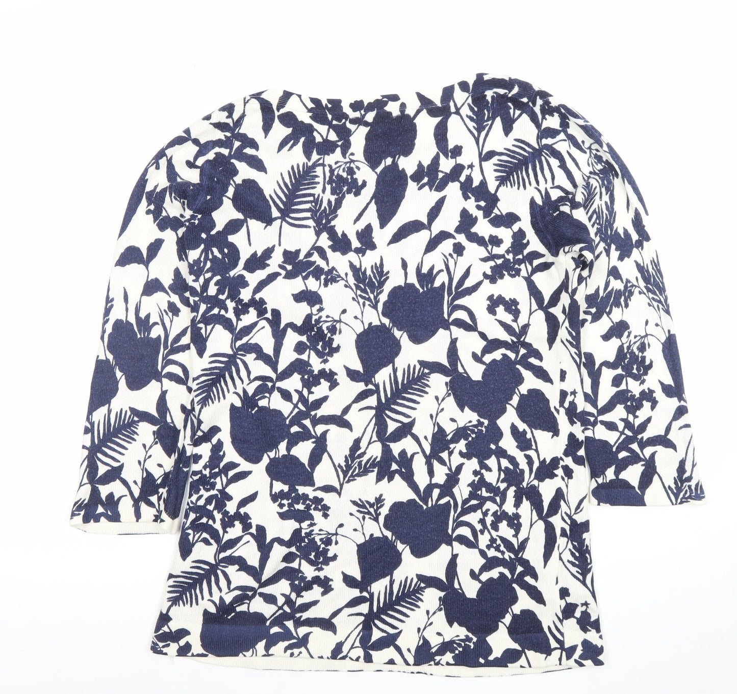 Papaya Women Blue Floral Knit 3/4 Sleeve Acrylic T-Shirt Size 10