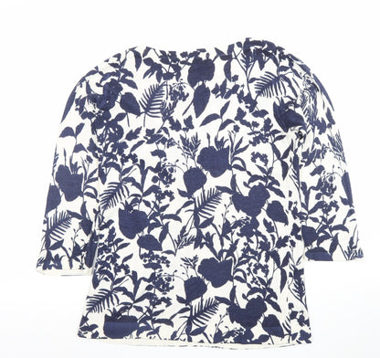 Papaya Women Blue Floral Knit 3/4 Sleeve Acrylic T-Shirt Size 10