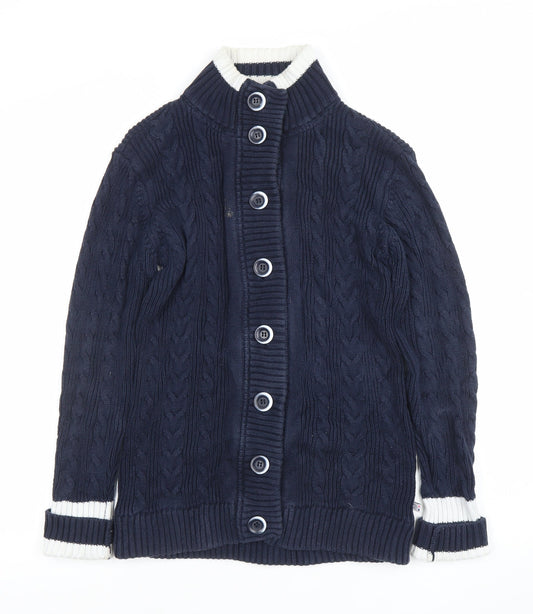 Crew Clothing Co. Women's Blue Cable Knit Cotton Cardigan Size 8