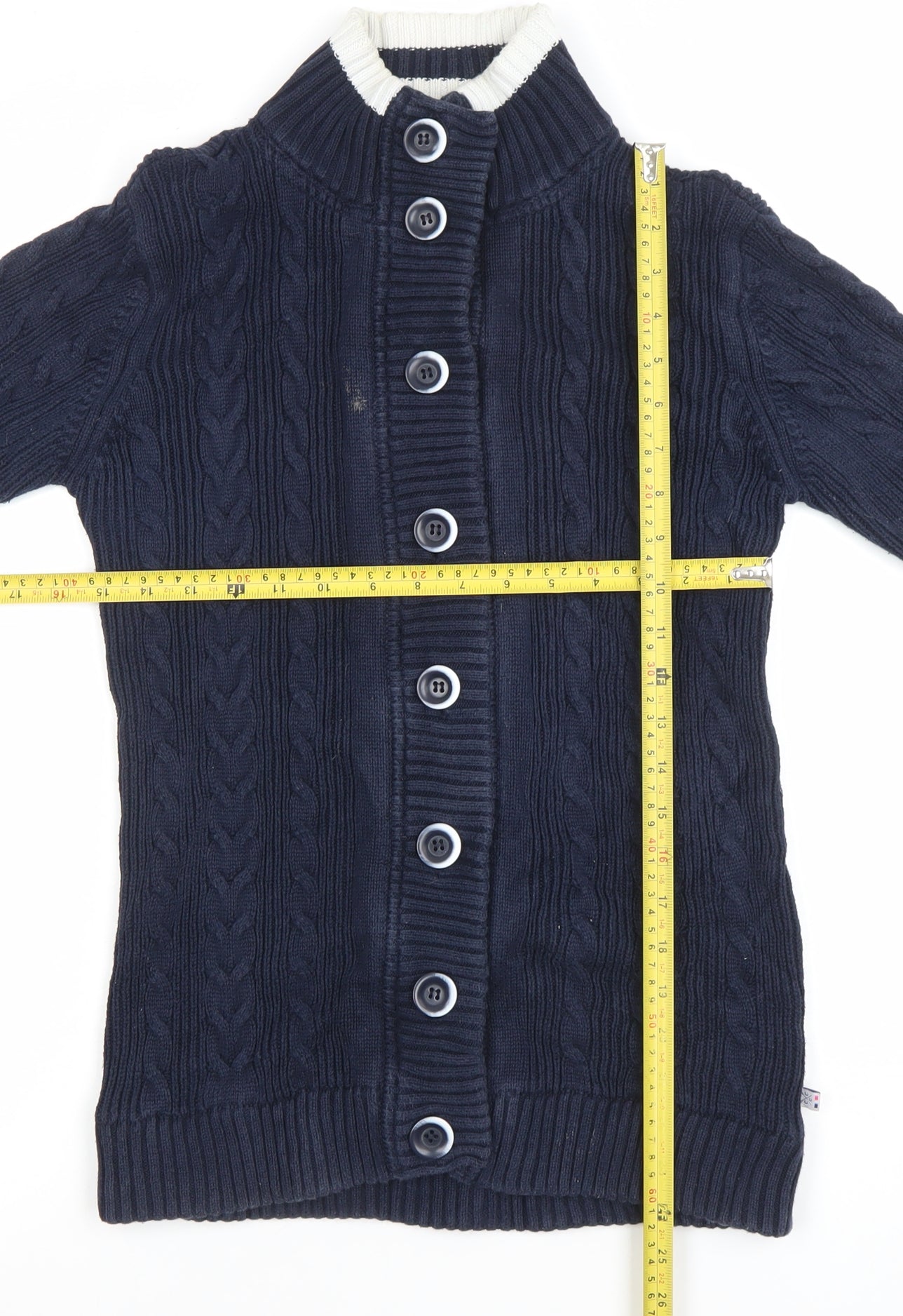 Crew Clothing Co. Women's Blue Cable Knit Cotton Cardigan Size 8