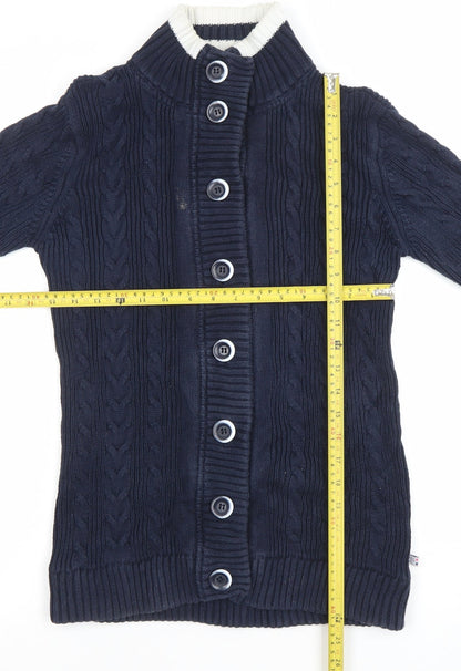 Crew Clothing Co. Women's Blue Cable Knit Cotton Cardigan Size 8