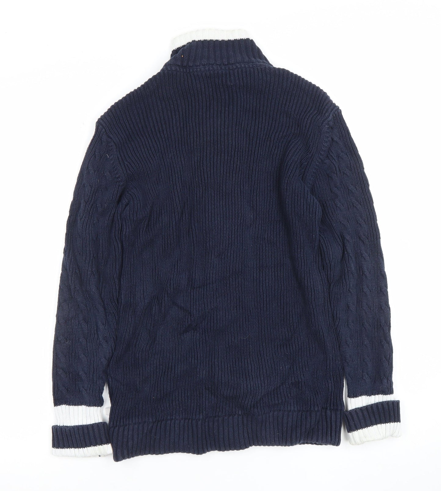 Crew Clothing Co. Women's Blue Cable Knit Cotton Cardigan Size 8