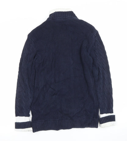 Crew Clothing Co. Women's Blue Cable Knit Cotton Cardigan Size 8