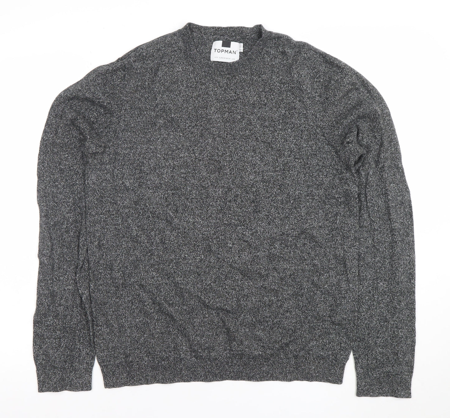Topman Men's Grey Knit Cotton Crew Neck Pullover Jumper M