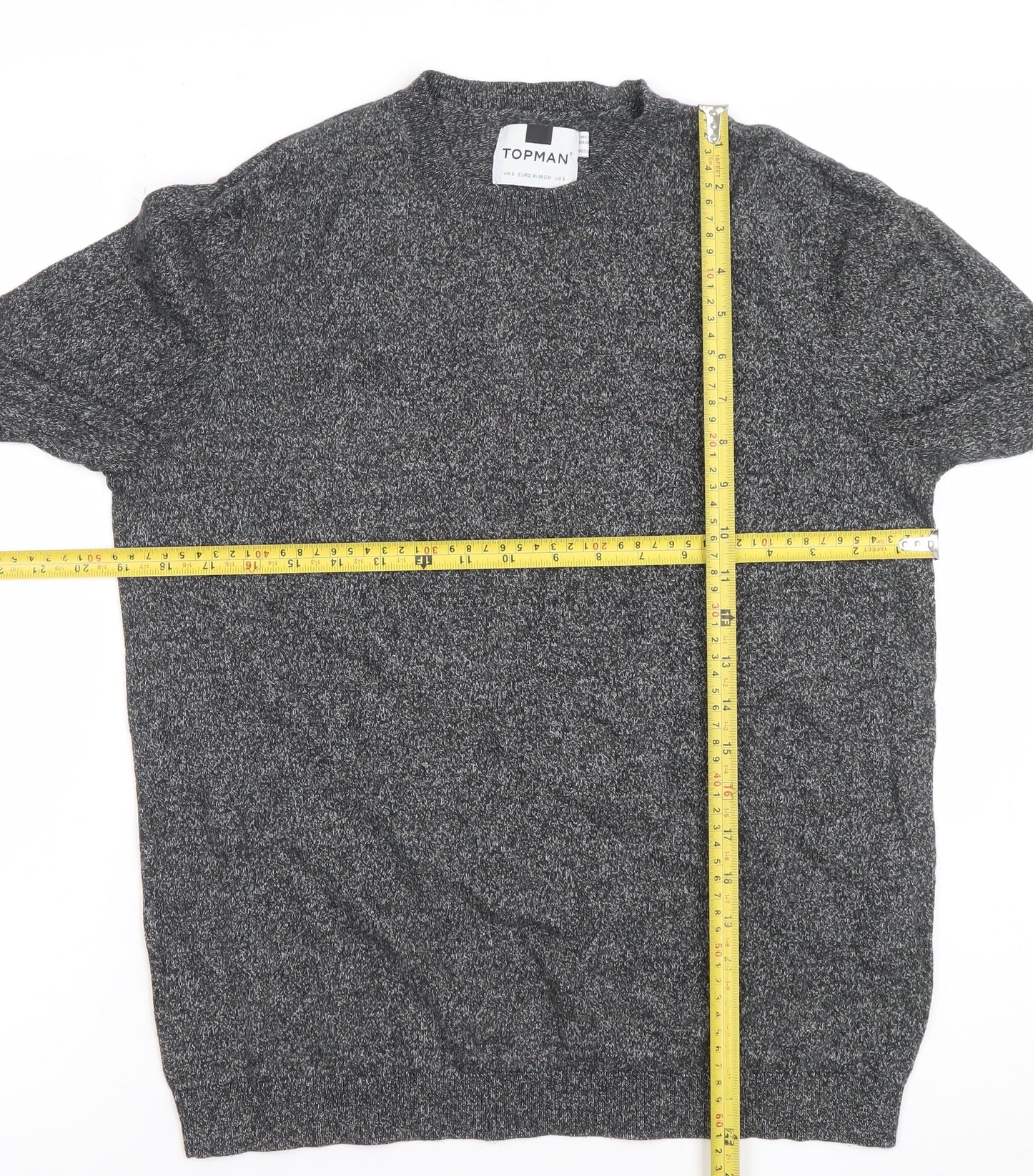 Topman Men's Grey Knit Cotton Crew Neck Pullover Jumper M