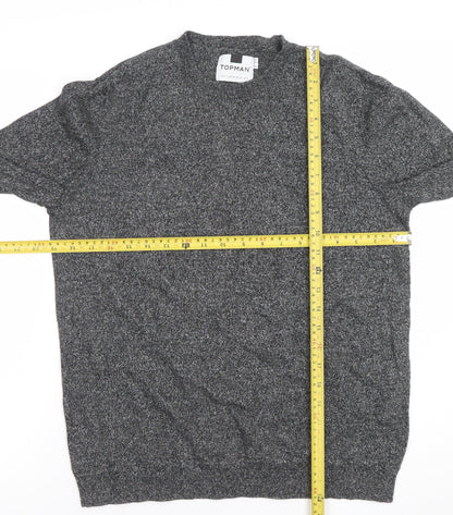 Topman Men's Grey Knit Cotton Crew Neck Pullover Jumper M