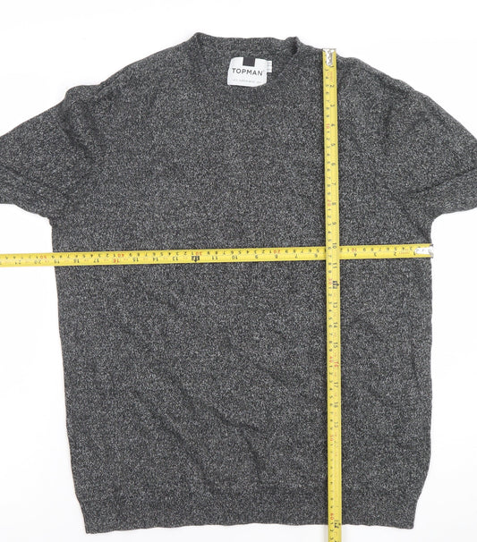 Topman Men's Grey Knit Cotton Crew Neck Pullover Jumper M