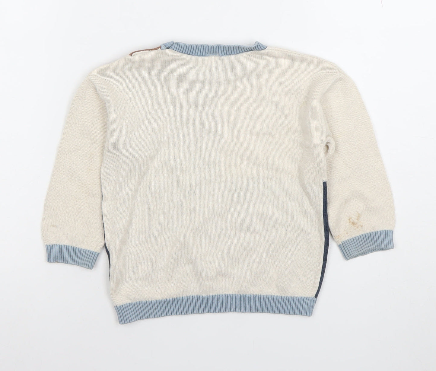 H&M Unisex Baby Beige Blue Brown Colourblock Knit Jumper 12-18 Months