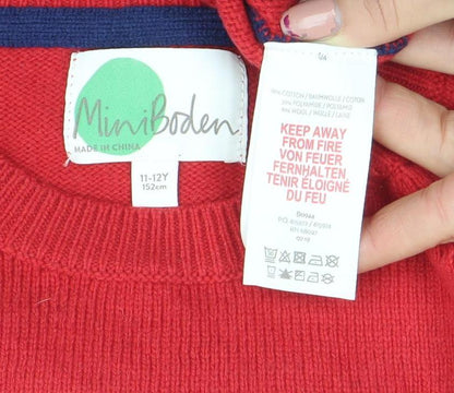 Boys UK Size 11-12 Years Mini Boden Red Pullover Jumper