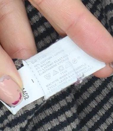 GAP Womens Brown Striped V-Neck Long Sleeve Slim Fit Pullover Jumper Size L