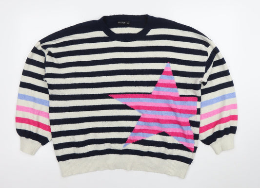 F&F Women’s Multicoloured Striped Star Pullover Jumper XL