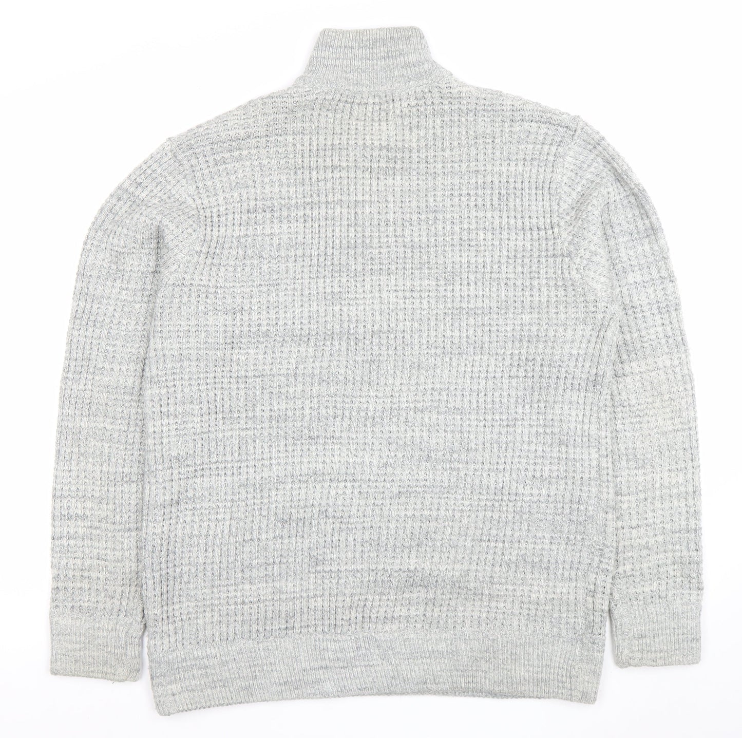 Next Men's Grey XL 1/2 Zip Waffle Knit Jumper High Neck