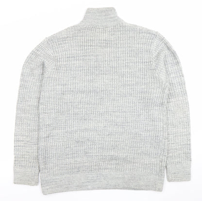 Next Men's Grey XL 1/2 Zip Waffle Knit Jumper High Neck