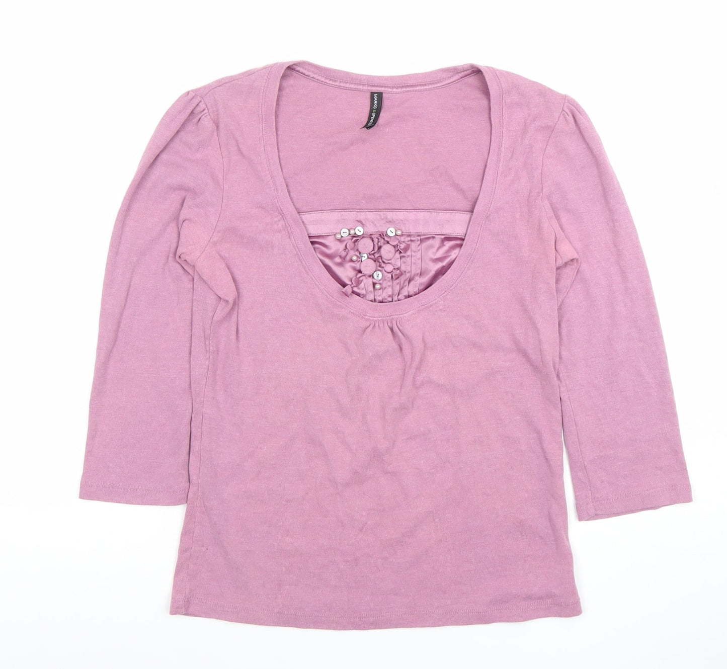 Womens UK Size 12 Marks and Spencer Pink Basic T-Shirt