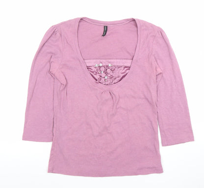 Womens UK Size 12 Marks and Spencer Pink Basic T-Shirt
