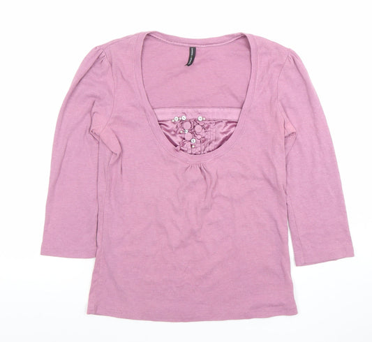 Womens UK Size 12 Marks and Spencer Pink Basic T-Shirt
