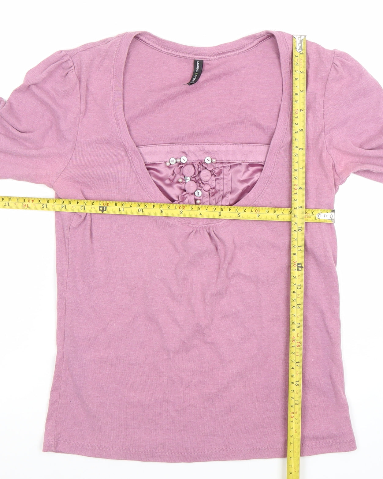 Womens UK Size 12 Marks and Spencer Pink Basic T-Shirt