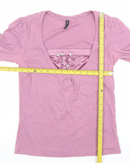 Womens UK Size 12 Marks and Spencer Pink Basic T-Shirt