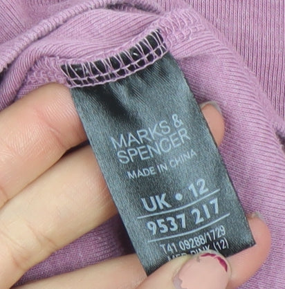 Womens UK Size 12 Marks and Spencer Pink Basic T-Shirt