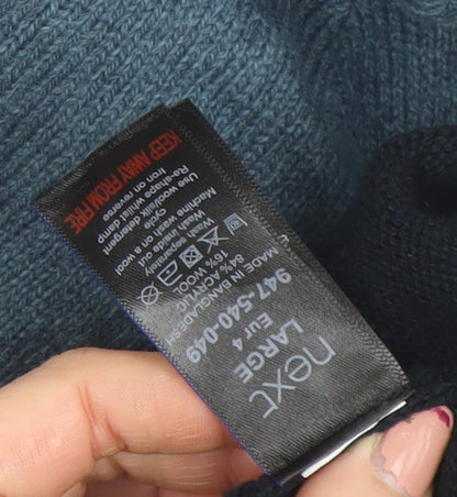 Next Men’s Blue Fair Isle Hooded Knit Jumper Size L