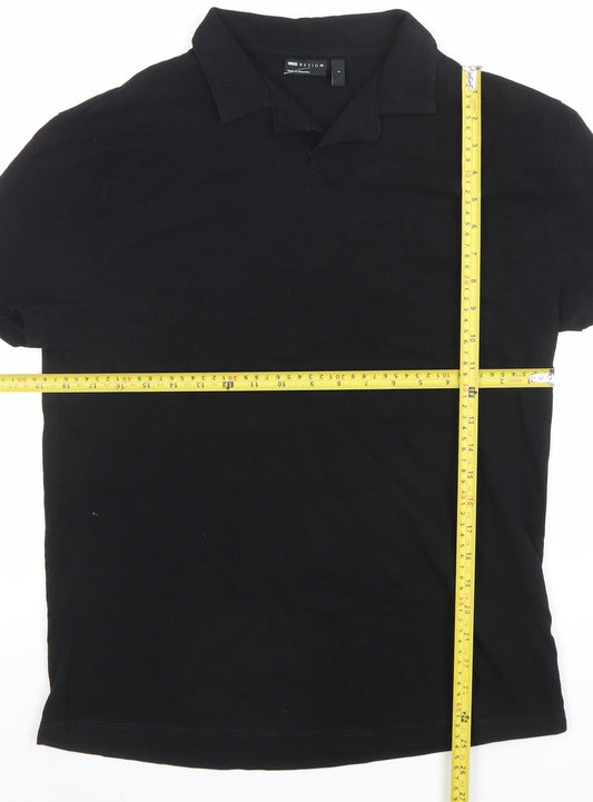 ASOS DESIGN Black Men's Polo Shirt Size S 100% Cotton Regular Fit