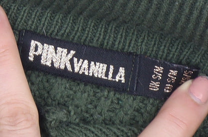 Womens UK Size S Pink Vanilla Green Half Zip Jumper