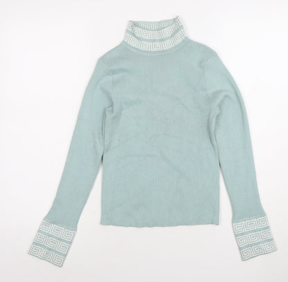 Womens UK Size S You & Me Paris Blue Pullover Jumper